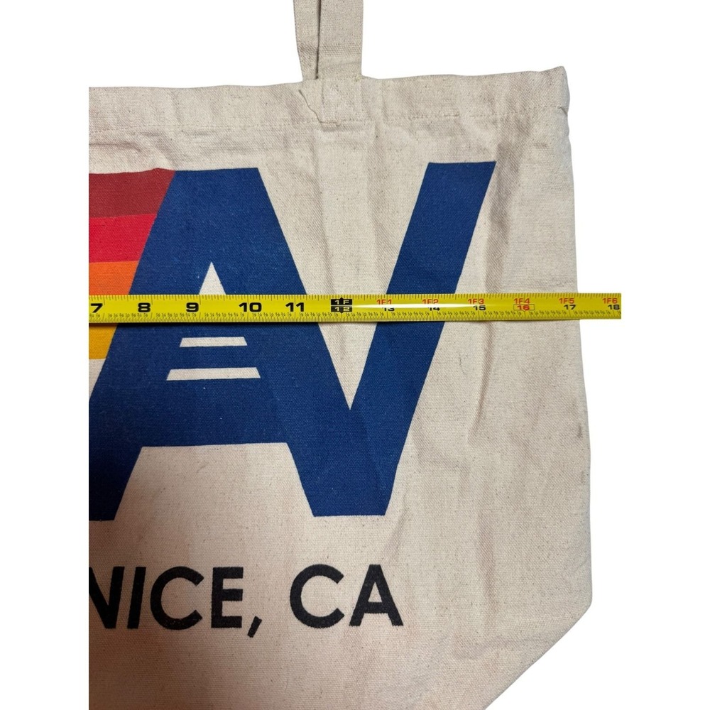 Aviator Nation Venice CA Canvas Logo Tote Bag Cream Rainbow Stripe Large (A) - Picture 5 of 11